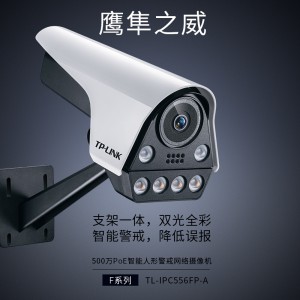 TP-LINK 500万PoE筒型智能人形星光警戒防尘防水室外监控摄像头4mm焦距 TL-IPC556FP-A4