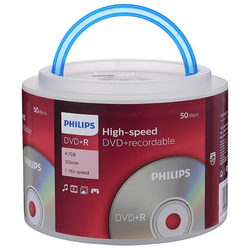 飞利浦（PHILIPS）DVD+R光盘/刻录盘 16速4.7G 手拎乖乖桶 桶装50片