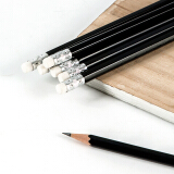 广博(GuangBo)HB六角铅笔 原木六角杆书写铅笔安全石墨铅芯带橡皮 30支...