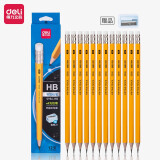 得力(deli)12支HB铅笔 绘图书写铅笔 学生练字笔 带橡皮头卷笔刀 S95...