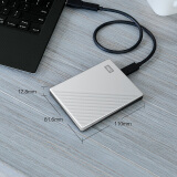 西部数据(WD) 2TB 移动硬盘 Type-C My Passport Ultra 2.5英寸 银色 机械硬盘 便携 密码保护 兼容Mac WDBC3C0020BSL-CESN