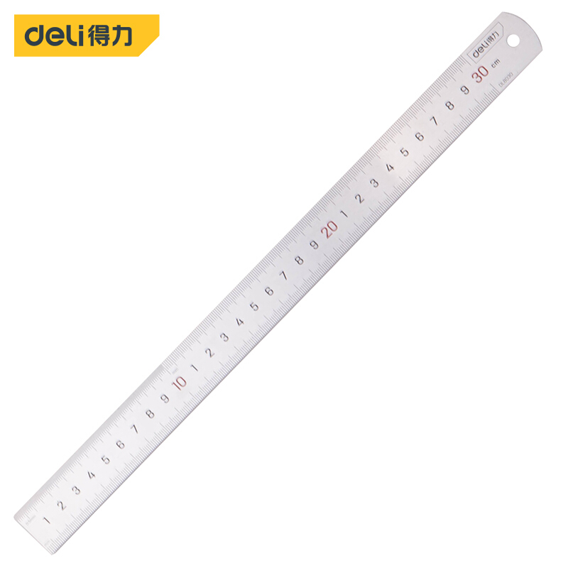 得力(deli) 不锈钢直尺刻度尺公制刻度绘图钢尺30cm应急常备 DL8030