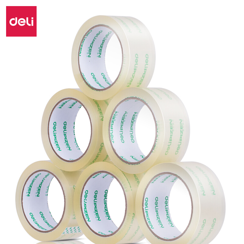 得力(deli)高品质高透明封箱胶带打包胶带 45mm*60m*50um 6卷/筒 办公用品 33192